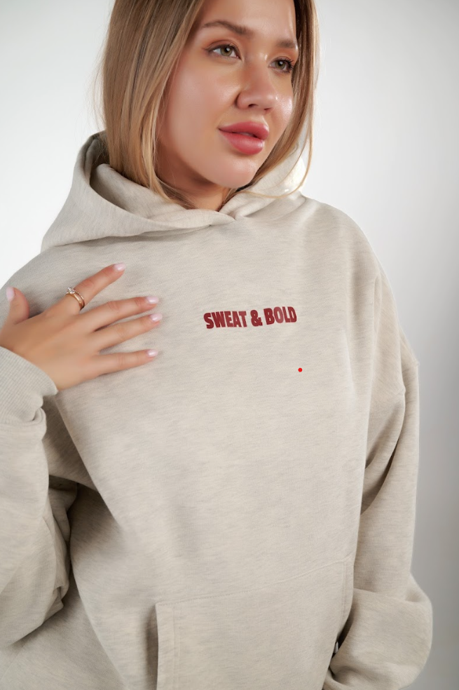 Gray, comfy, and bold — front text, cherry back