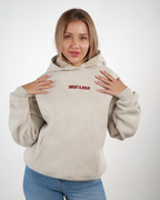 Gray, comfy, and bold — front text, cherry back