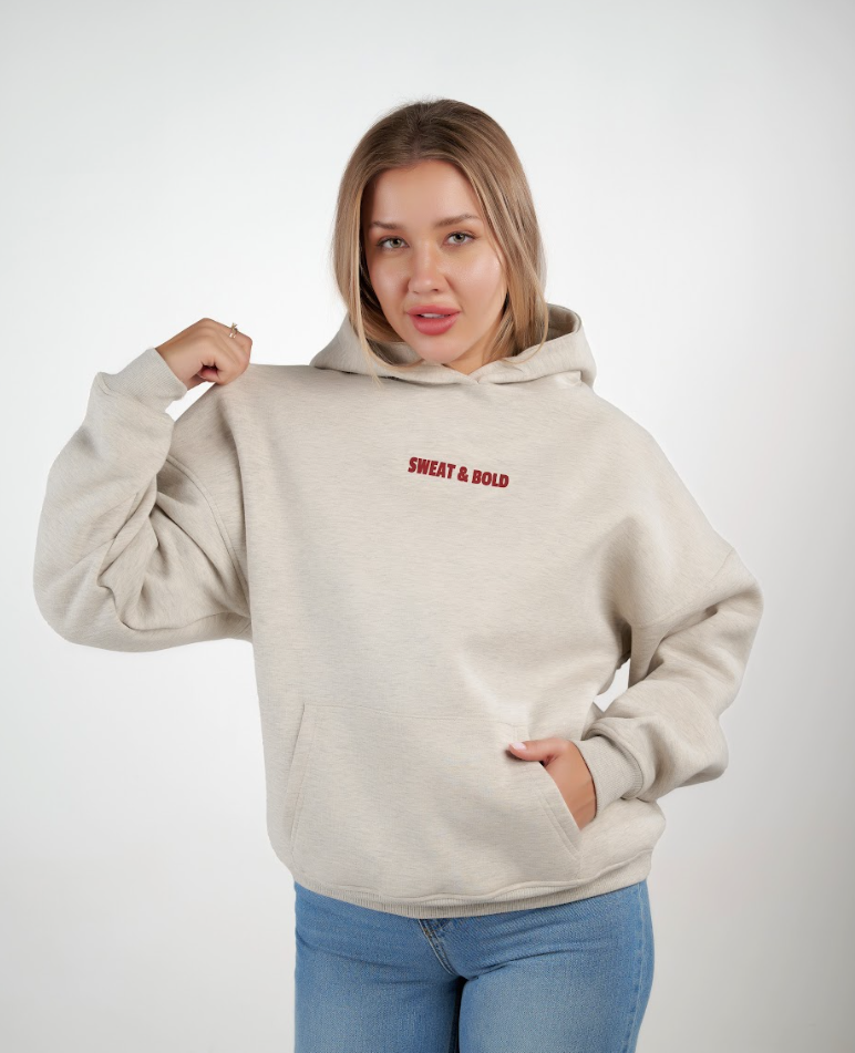 Gray, comfy, and bold — front text, cherry back