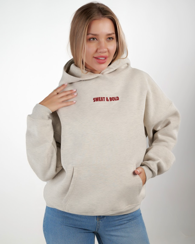 Gray, comfy, and bold — front text, cherry back