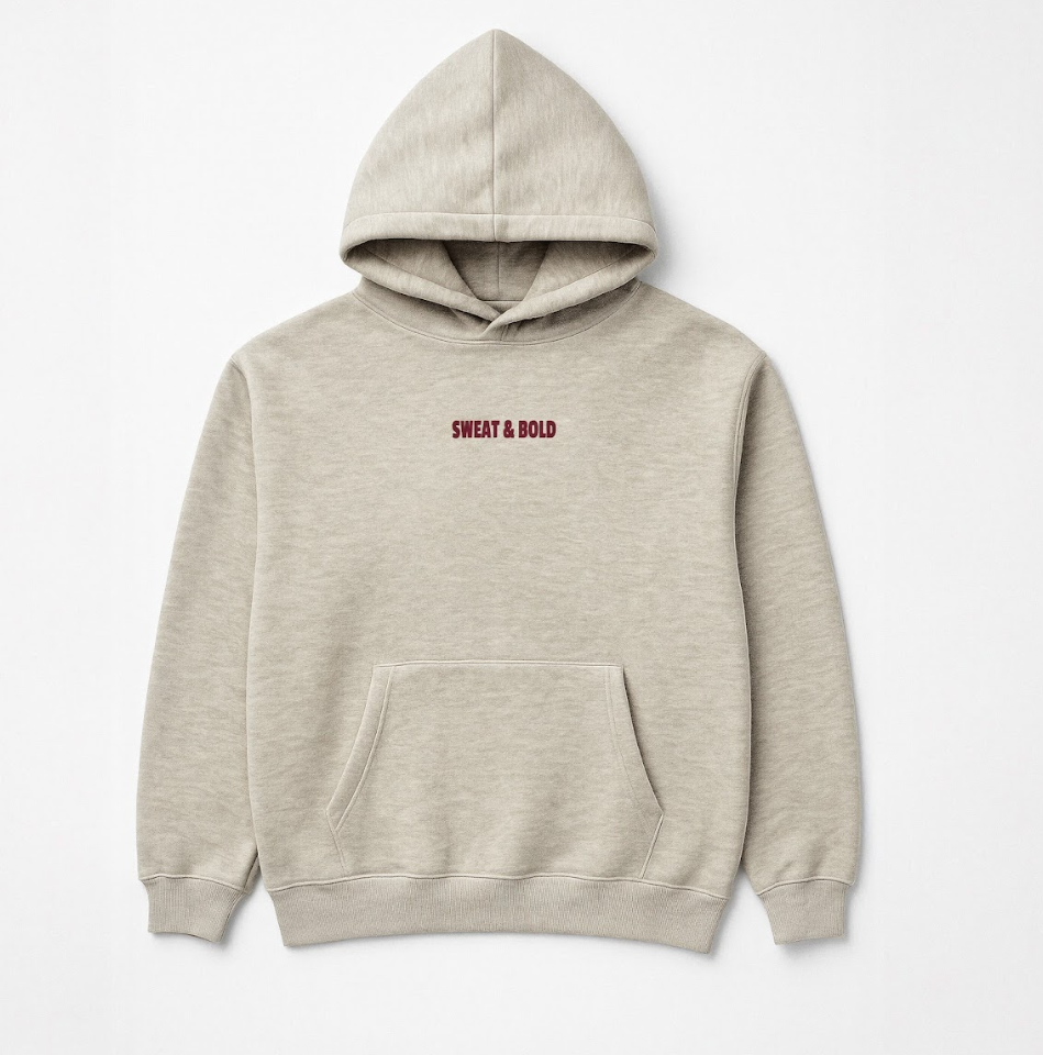 Gray, comfy, and bold — front text, cherry back