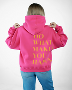 “Front logo, back inspiration — Ezi Fuchsia sweatshirt.”
