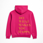 “Front logo, back inspiration — Ezi Fuchsia sweatshirt.”