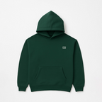 “Front logo, back inspiration — Ezi green sweatshirt.”